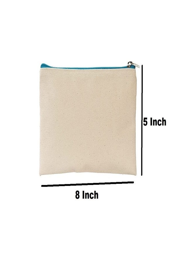2DS Cotton Canvas Zipper Pouch Bag for coins, Office, School, Stationery, Money Wallet, Makeup, Jewellery, Pencil Pouch, Best for Women & Girls Cosmetic Bag (set of 3) - Image 5